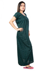 Green  pure cotton floral nighty