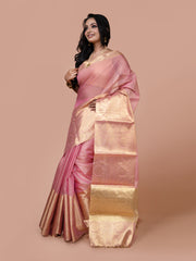 Laa Calcutta Pink zari woven Tissue Banarashi saree for women