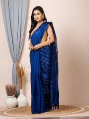 Laa Calcutta Navy Blue & Gold women sequence silk blend handloom saree