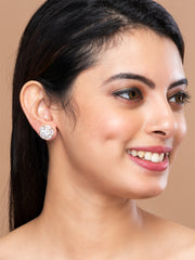 Silver & White AD Circular studs