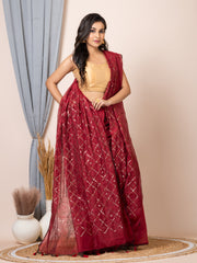 Laa Calcutta Maroon & Gold women sequence silk blend handloom saree