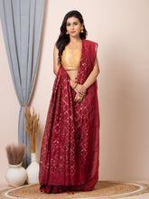 Laa Calcutta Maroon & Gold women sequence silk blend handloom saree
