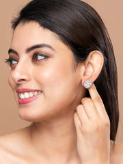 Silver & White AD Circular studs