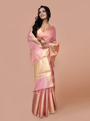 Laa Calcutta Pink zari woven Tissue Banarashi saree for women