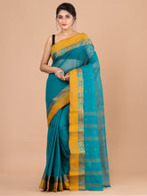 Green & Yellow pure cotton woven design taant saree