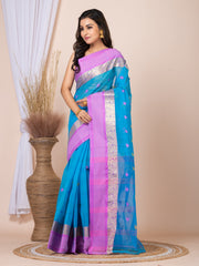 Laa Calcutta Blue & Pink women pure cotton Taant saree