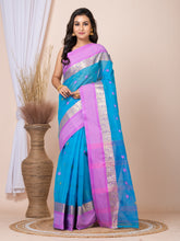 Laa Calcutta Blue & Pink women pure cotton Taant saree