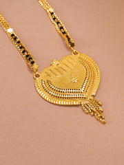 Gold-Plated Black Beaded Long Chain Mangalsutra