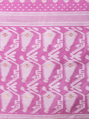 Laa Calcutta Mauve & White Women Woven floral design Pure cotton taant jamdani saree