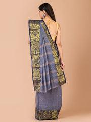 Grey & Golden pure cotton woven design taant saree