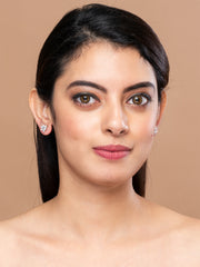 Silver & White Floral studs