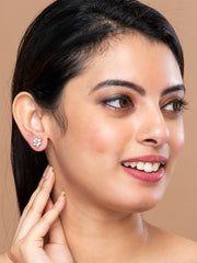 Silver & White Floral studs