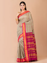 Grey & Violet Silk Gadwal Saree