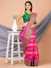 Laa Calcutta Pink & Multi pure cotton Taant saree