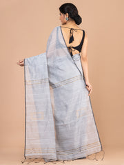 Laa Calcutta Grey silk cotton embllished box sequence saree
