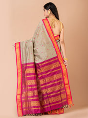 Grey & Violet Silk Gadwal Saree