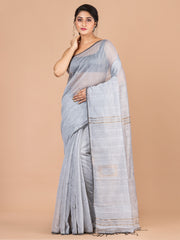 Laa Calcutta Grey silk cotton embllished box sequence saree