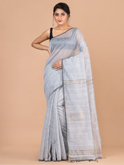 Laa Calcutta Grey silk cotton embllished box sequence saree