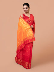 Laa Calcutta Red & Yellow zari design silk cotton saree for women