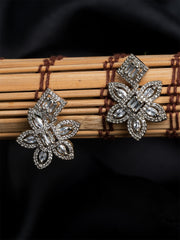 Silver & White Floral shape Drop earrings