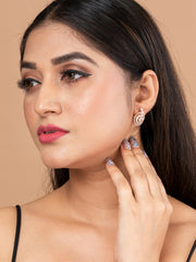 Rose Gold & White AD Circular studs