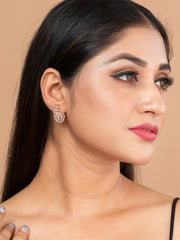 Rose Gold & White AD Circular studs