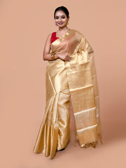 Laa Calcutta Golden zari woven Tissue Banarashi saree for women