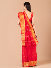 Red & Golden pure cotton woven design taant saree