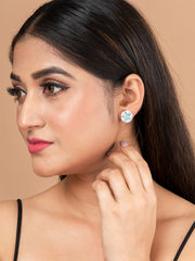 Sea Green & White AD Circular stud