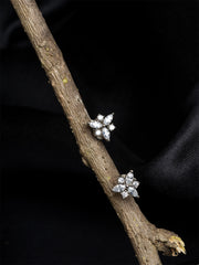 Silver & White Floral studs