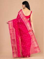 Pink & Golden pure cotton woven design taant saree