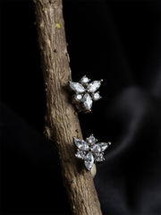 Silver & White Floral studs