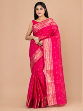 Pink & Golden pure cotton woven design taant saree