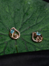Sea Green & Gold Paisley shape Stud earrings