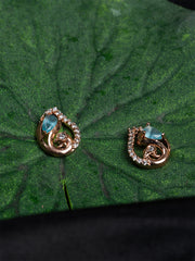 Sea Green & Gold Paisley shape Stud earrings