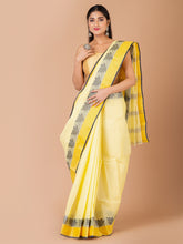 Yellow & Multi pure cotton woven design taant saree