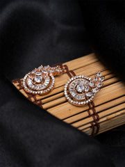 Rose Gold & White AD Circular studs