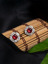 Red & White AD Circular studs