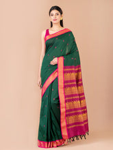 Green & Magenta Silk Gadwal Saree