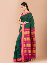 Green & Magenta Silk Gadwal Saree