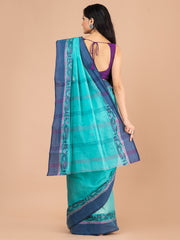Sea Green & Blue pure cotton woven design taant saree