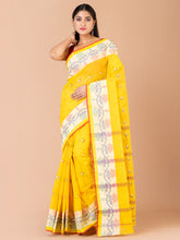 Yellow & Multi pure cotton taant saree