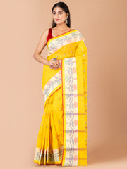 Yellow & Multi pure cotton taant saree