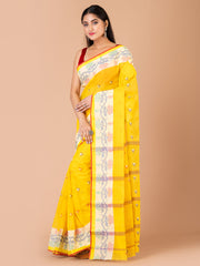 Yellow & Multi pure cotton taant saree