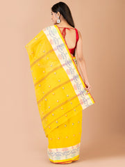 Yellow & Multi pure cotton taant saree