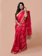Laa Calcutaa Pink & Gold pure cotton taant saree for women