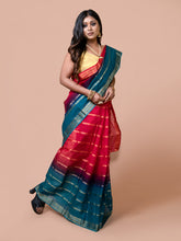 Laa Calcutta Pink & Green pure cotton taant saree for women