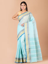 Sea-Green & Blue pure cotton woven design taant saree