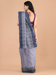 Grey pure cotton woven design taant saree