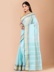 Sea-Green & Blue pure cotton woven design taant saree